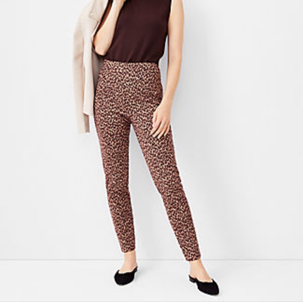 Ann Taylor animal leopard print skinny cozy leggings, …